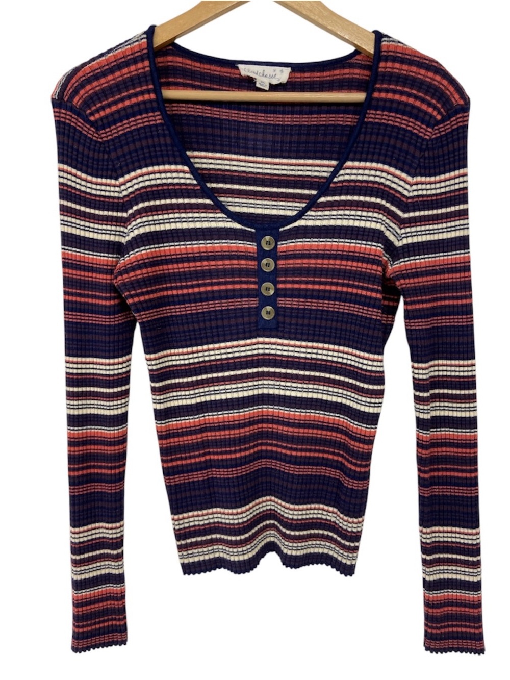 Cloud Chaser Y2K Multi-colored Ribbed Henley Size XL